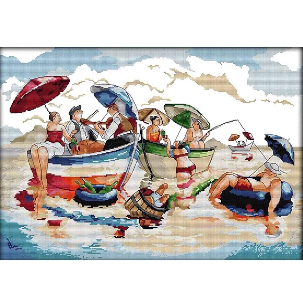 Sea Body Party - 14CT Stamped Cross Stitch 59*43CM(Joy Sunday)