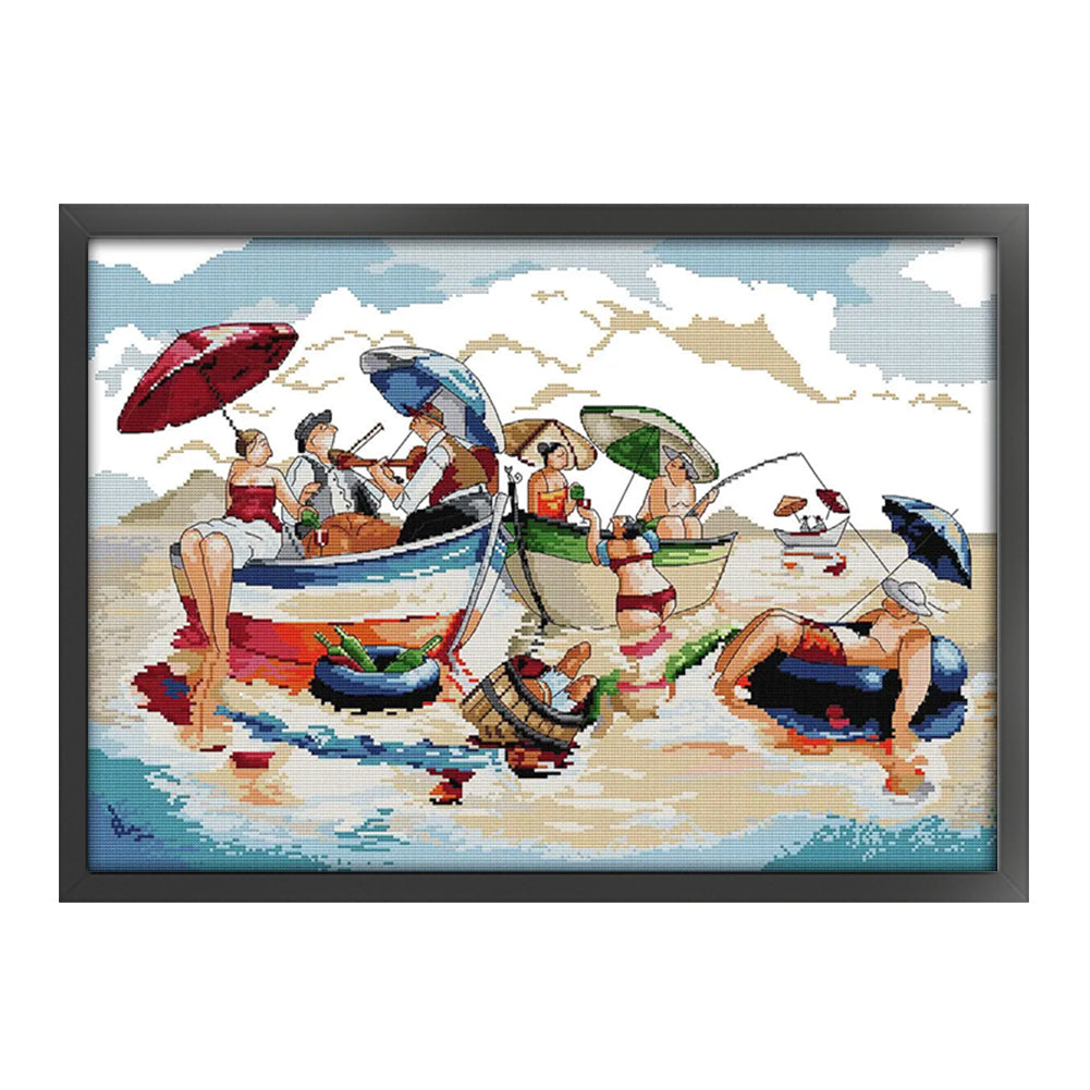 Sea Body Party - 14CT Stamped Cross Stitch 59*43CM(Joy Sunday)