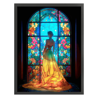 Glass Painting-Woman In Long Skirt - 11CT Stamped Cross Stitch 50*65CM