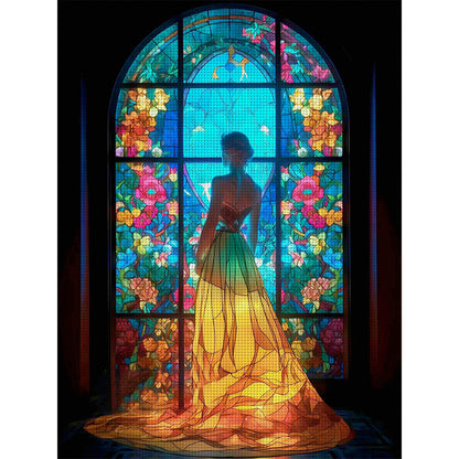 Glass Painting-Woman In Long Skirt - 11CT Stamped Cross Stitch 50*65CM