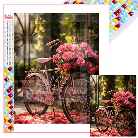 Rose Bike - Full Square Drill Diamond Painting 30*40CM