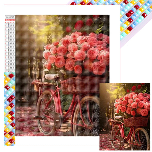 Rose Bike - Full Square Drill Diamond Painting 30*40CM