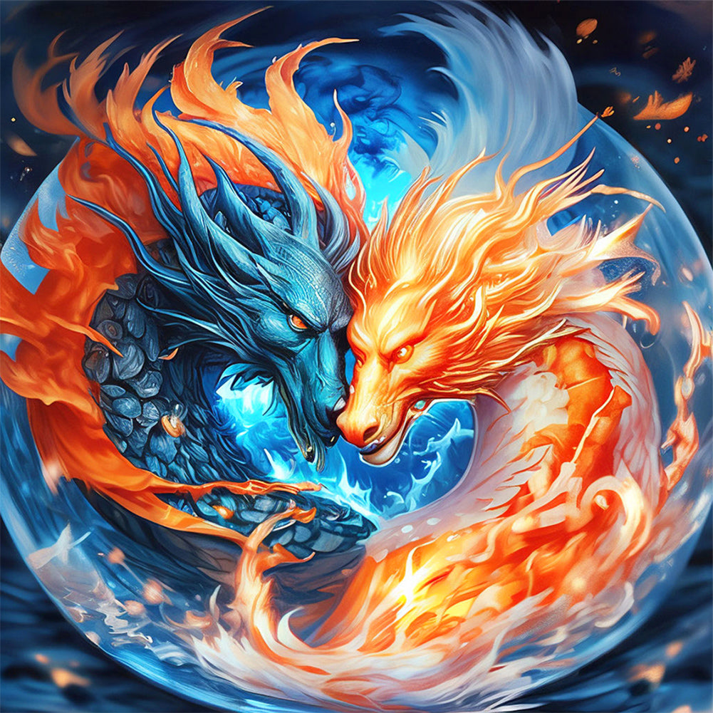 Two Dragons - Full Round Drill Diamond Painting 30*30CM