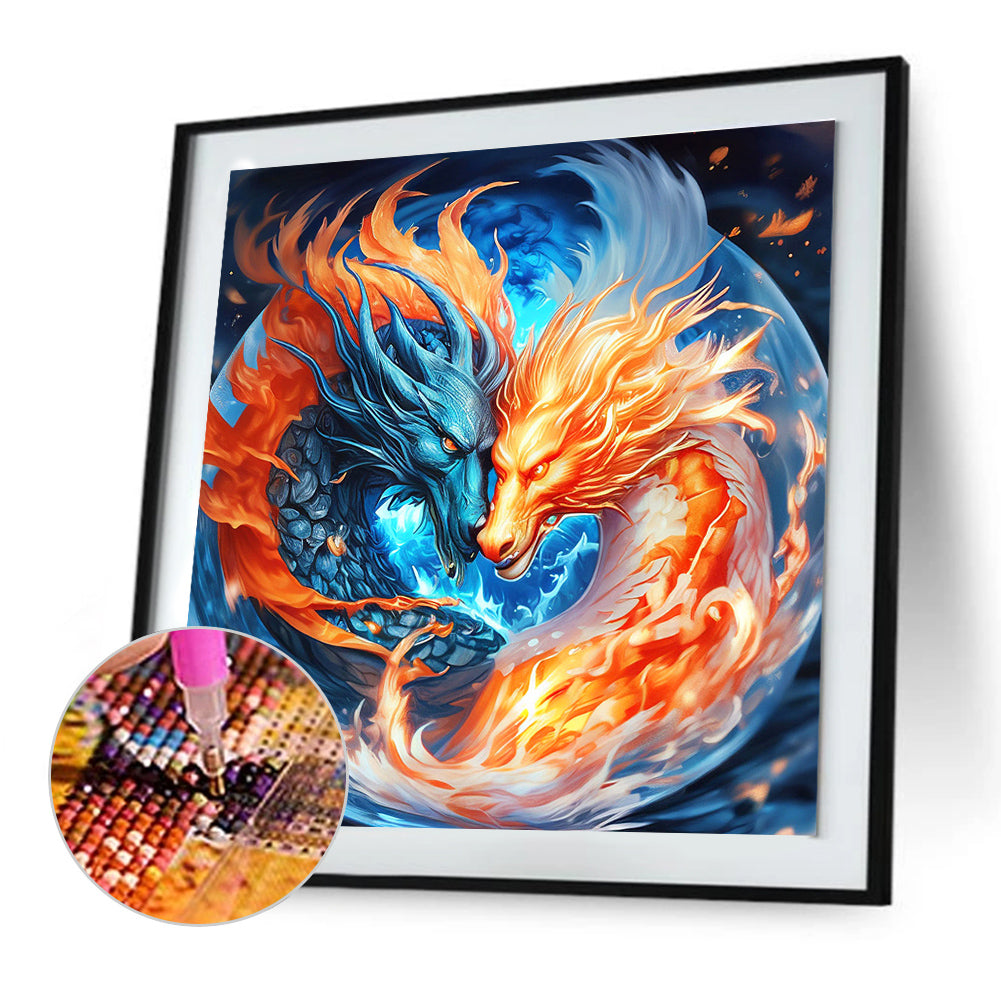 Two Dragons - Full Round Drill Diamond Painting 30*30CM