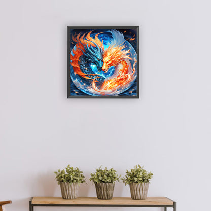 Two Dragons - Full Round Drill Diamond Painting 30*30CM