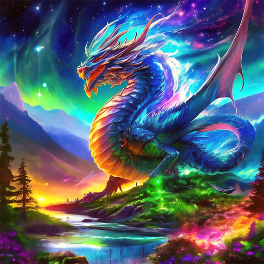 Colorful Dragon - Full Round Drill Diamond Painting 30*30CM