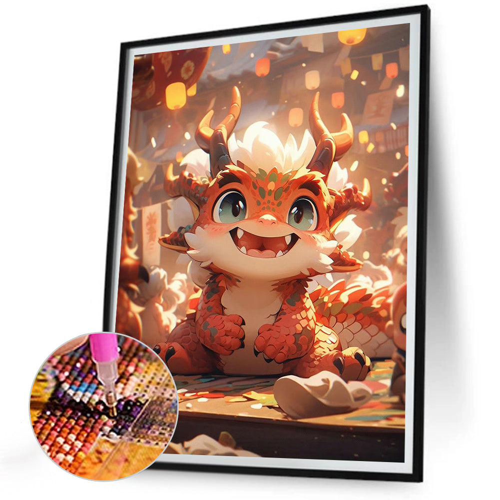 Chinese Zodiac Sign Dragon - Full Round Drill Diamond Painting 30*40CM