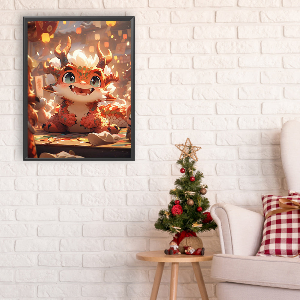 Chinese Zodiac Sign Dragon - Full Round Drill Diamond Painting 30*40CM