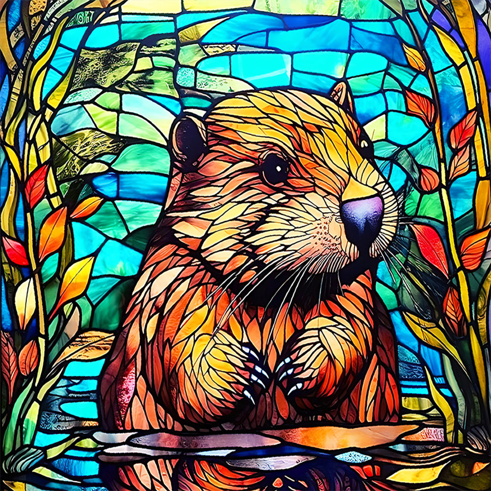 Glass Painting Marmot - Full Round Drill Diamond Painting 30*30CM