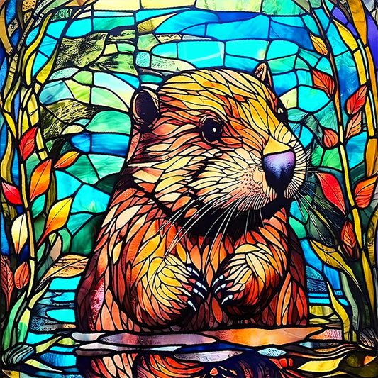 Glass Painting Marmot - Full Round Drill Diamond Painting 30*30CM