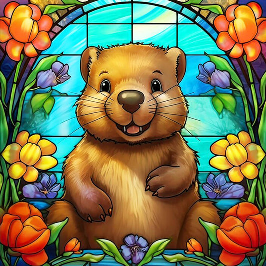 Glass Painting Beaver - Full Round Drill Diamond Painting 30*30CM