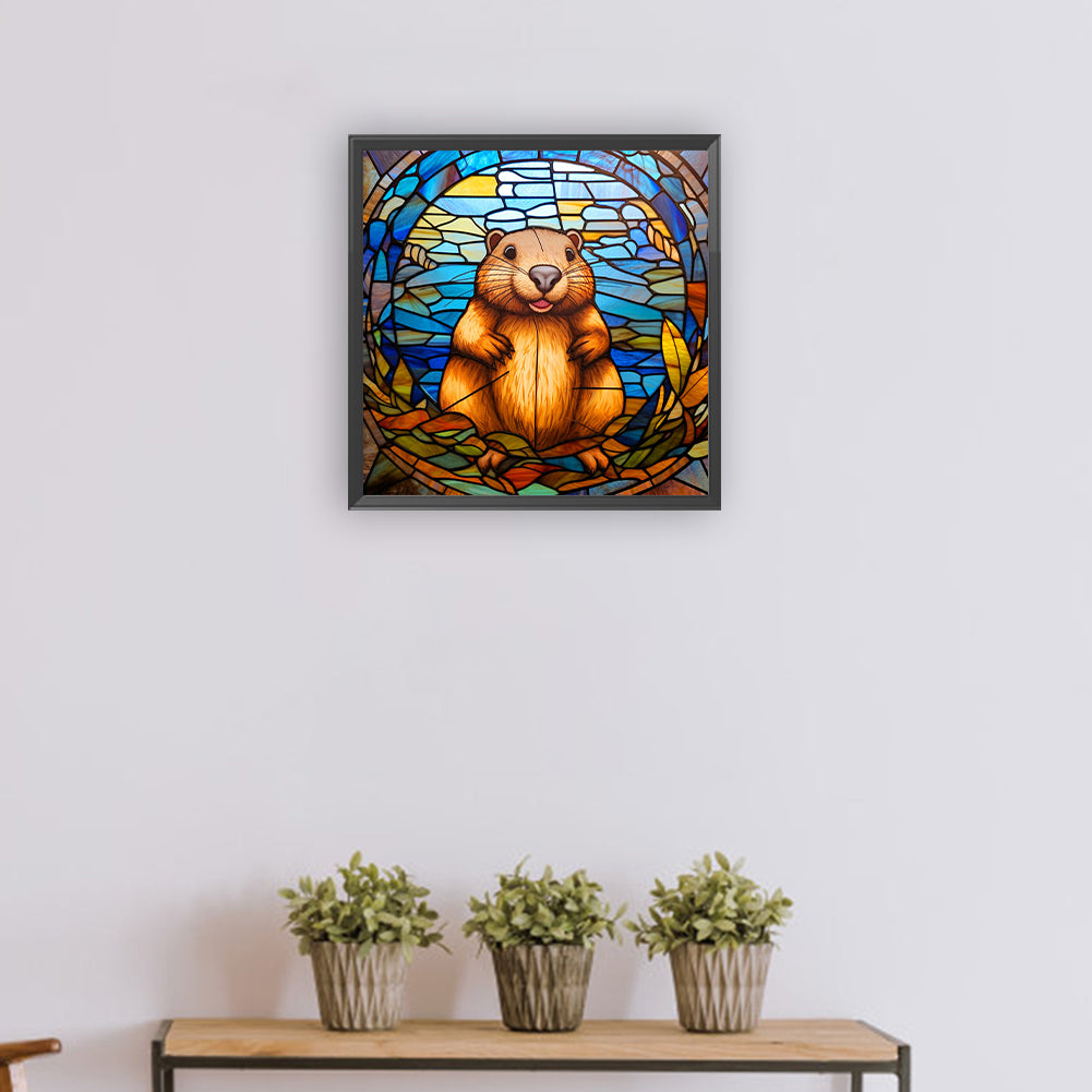 Glass Painting Beaver - Full Round Drill Diamond Painting 30*30CM