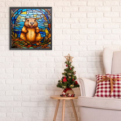 Glass Painting Beaver - Full Round Drill Diamond Painting 30*30CM