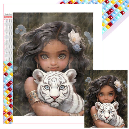 Girl Holding Pet - Full Square Drill Diamond Painting 30*40CM