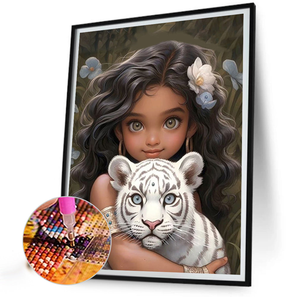 Girl Holding Pet - Full Square Drill Diamond Painting 30*40CM