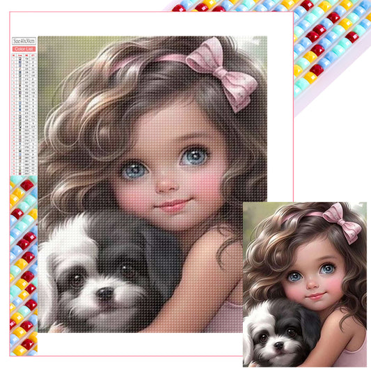 Girl Holding Pet - Full Square Drill Diamond Painting 30*40CM