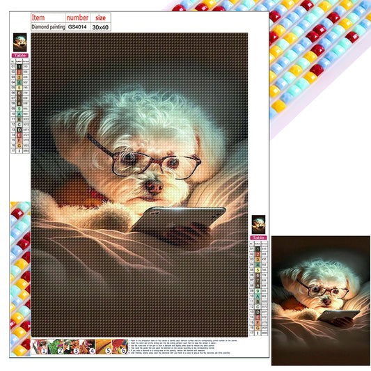 Reading Puppy - Full Square Drill Diamond Painting 30*40CM