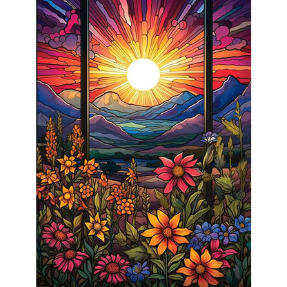 Flowers Sunrise - Full Square Drill Diamond Painting 30*40CM