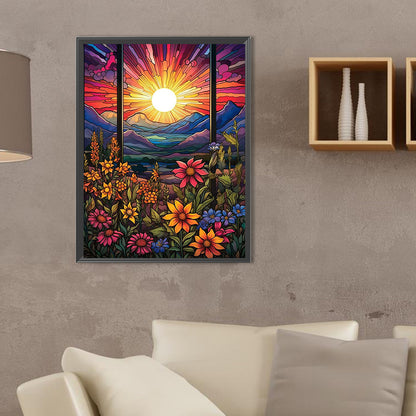 Flowers Sunrise - Full Square Drill Diamond Painting 30*40CM