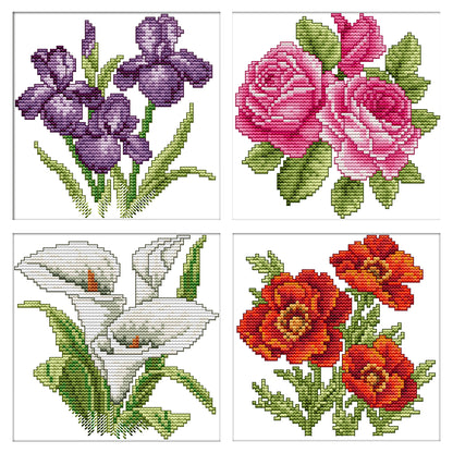 Flower Of Happiness - 14CT Stamped Cross Stitch 17*17CM(Joy Sunday)