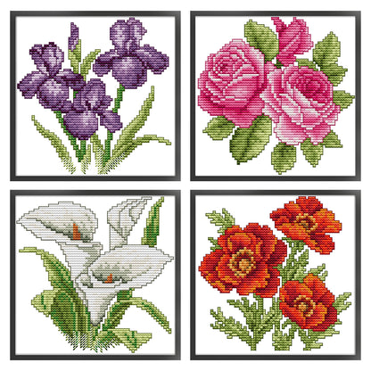 Flower Of Happiness - 14CT Stamped Cross Stitch 17*17CM(Joy Sunday)