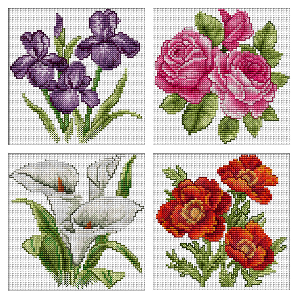 Flower Of Happiness - 14CT Stamped Cross Stitch 17*17CM(Joy Sunday)
