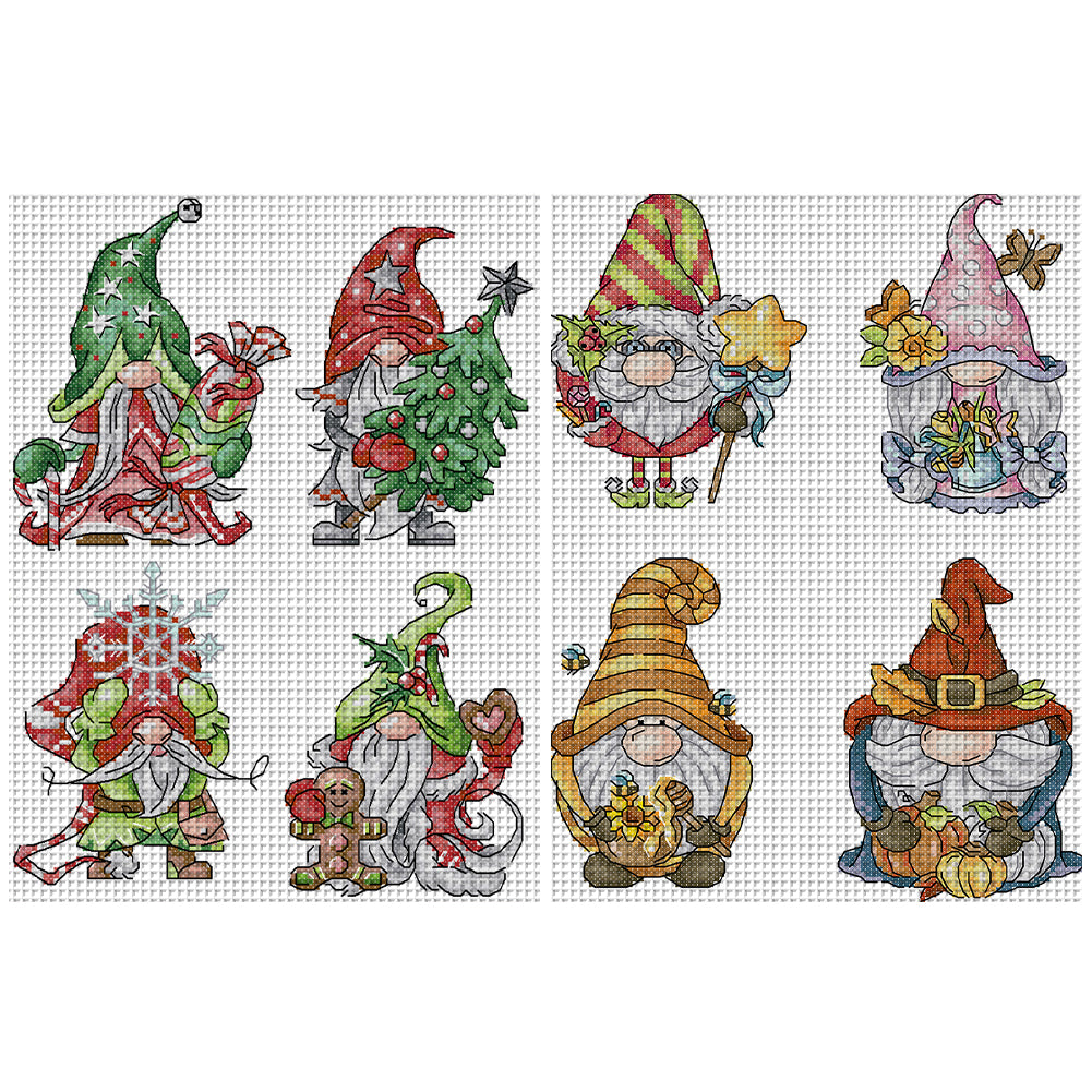 Christmas/Halloween Gnome - 14CT Stamped Cross Stitch 22*30CM(Joy Sunday)