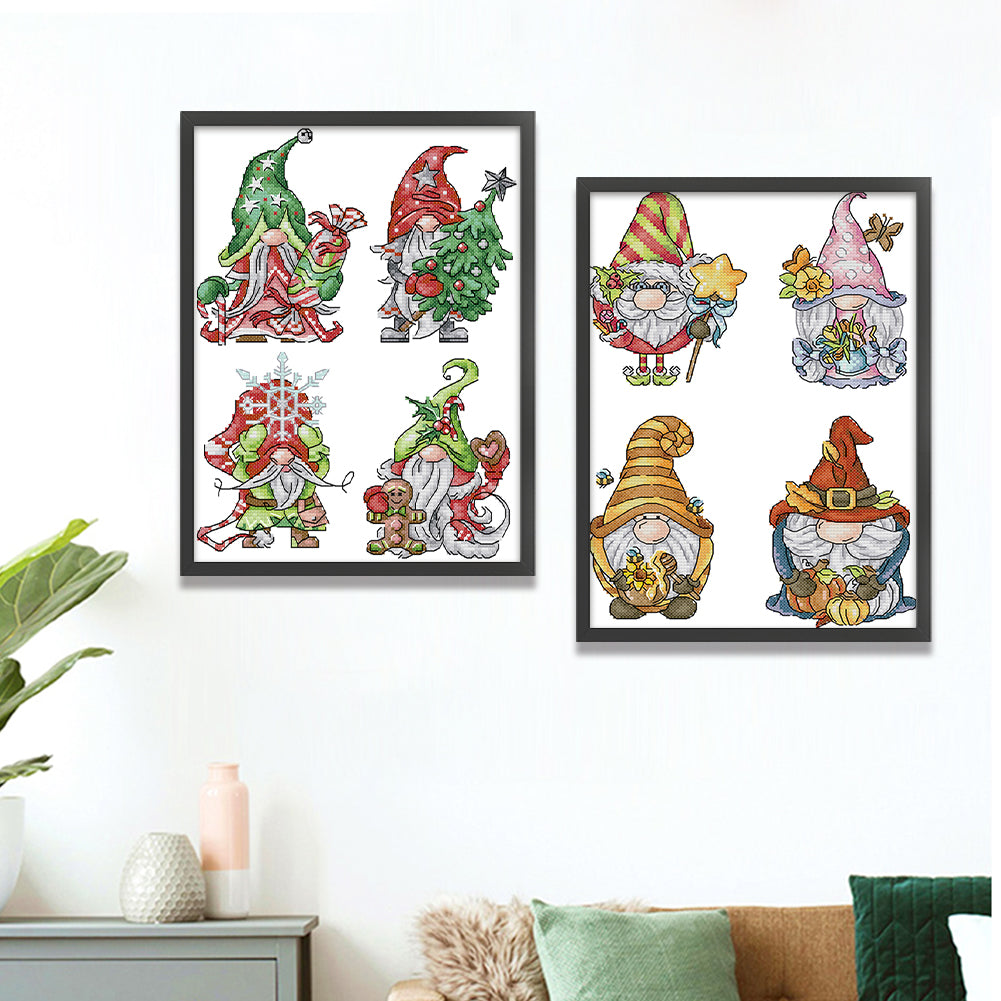 Christmas/Halloween Gnome - 14CT Stamped Cross Stitch 22*30CM(Joy Sunday)