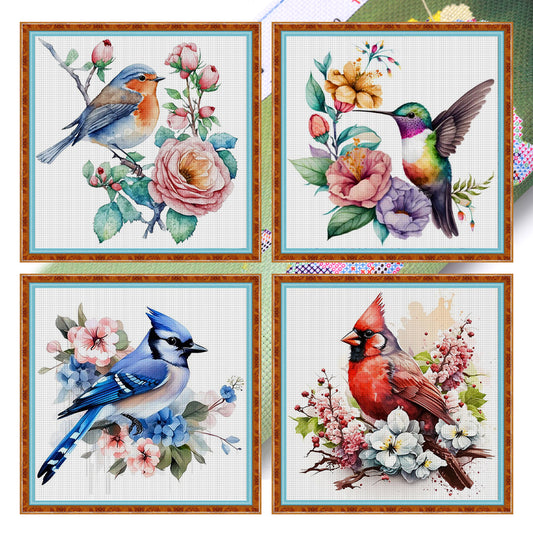 Flowers And Birds - 18CT Stamped Cross Stitch