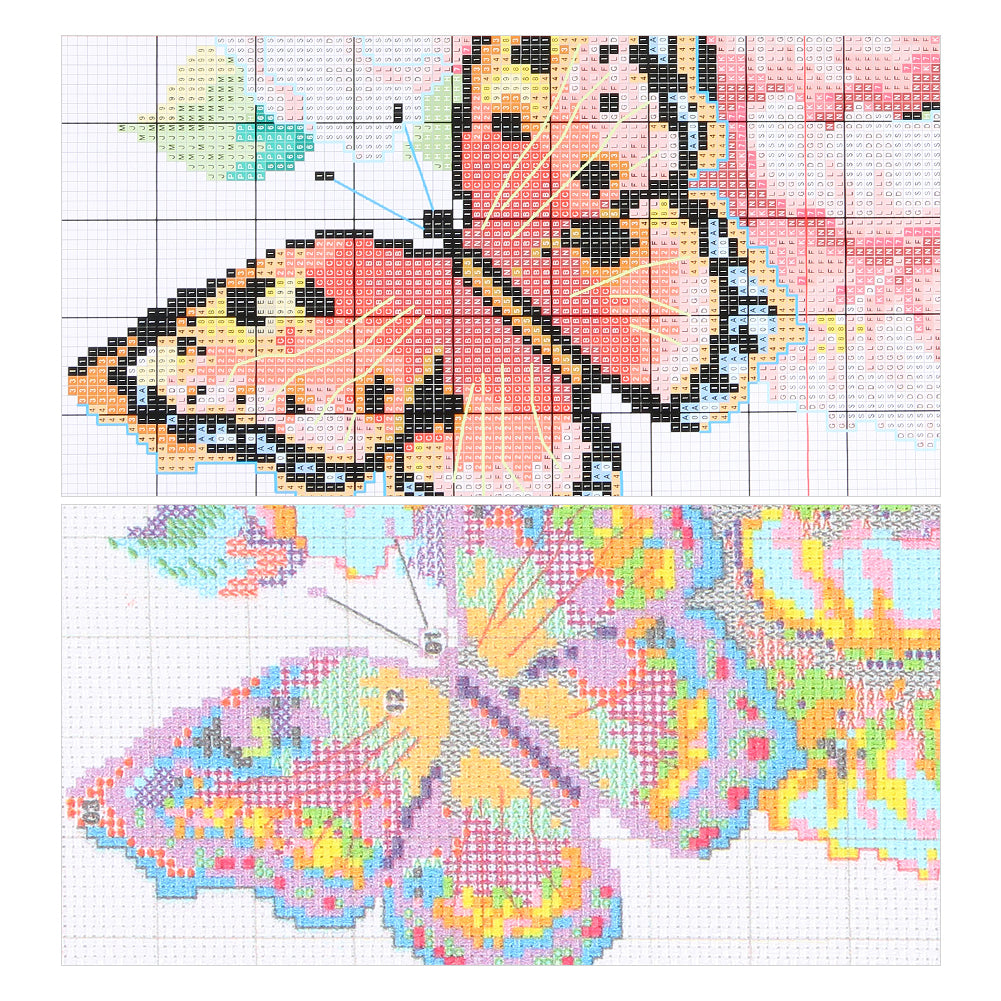Glass Painting-Hummingbird, Dragonfly, Peacock, Butterfly - 18CT Stamped Cross Stitch