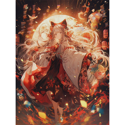 Cartoon Girl - 11CT Stamped Cross Stitch 50*65CM