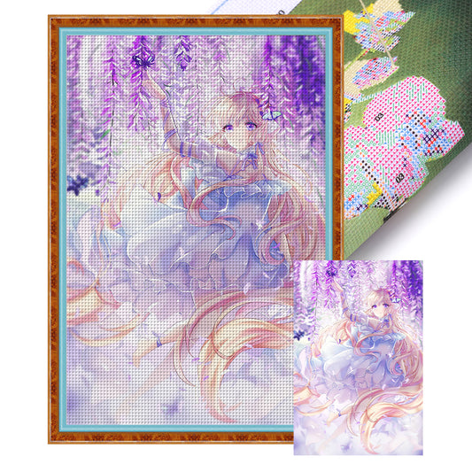 Cartoon Girl - 11CT Stamped Cross Stitch 50*75CM