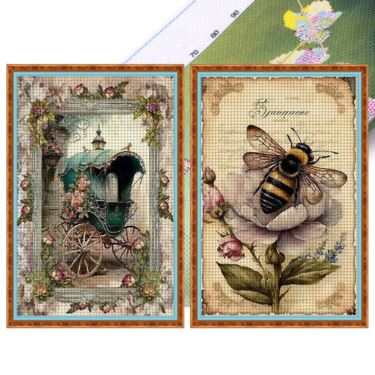 Retro Poster - Carriage Bee - 11CT Stamped Cross Stitch 40*60CM