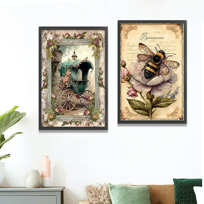 Retro Poster - Carriage Bee - 11CT Stamped Cross Stitch 40*60CM