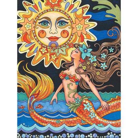 Sun And Mermaid - Full Round Drill Diamond Painting 30*40CM