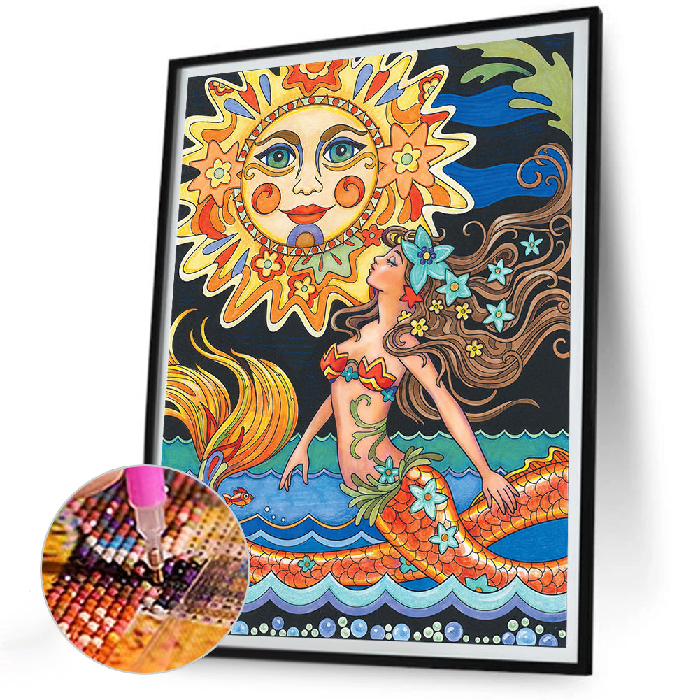Sun And Mermaid - Full Round Drill Diamond Painting 30*40CM