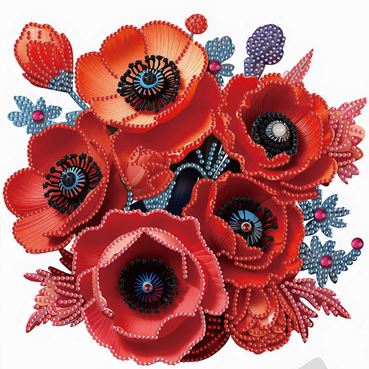 Poppy Flower - Special Shaped Drill Diamond Painting 30*30CM