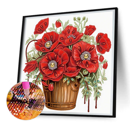 Poppy Flower - Special Shaped Drill Diamond Painting 30*30CM