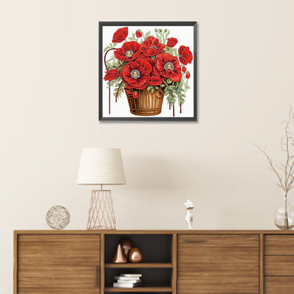 Poppy Flower - Special Shaped Drill Diamond Painting 30*30CM