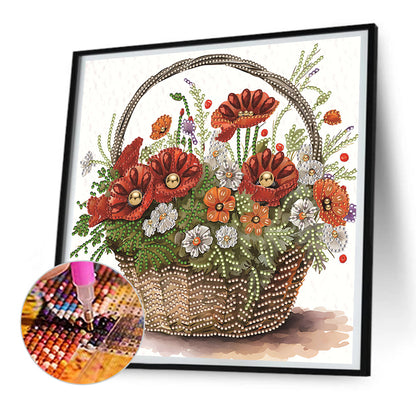 Poppy Flower - Special Shaped Drill Diamond Painting 30*30CM