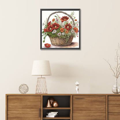 Poppy Flower - Special Shaped Drill Diamond Painting 30*30CM