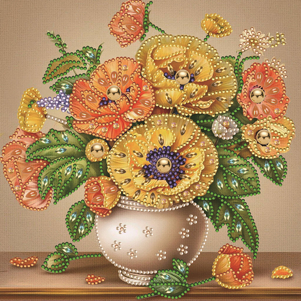 Poppy Flower - Special Shaped Drill Diamond Painting 30*30CM