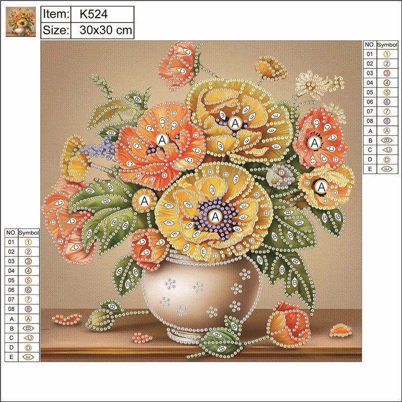 Poppy Flower - Special Shaped Drill Diamond Painting 30*30CM