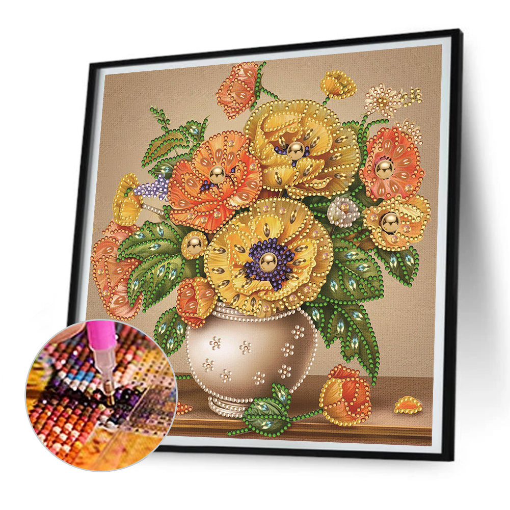 Poppy Flower - Special Shaped Drill Diamond Painting 30*30CM