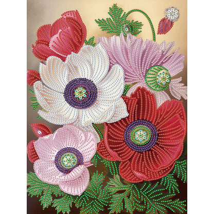 Poppy Flower - Special Shaped Drill Diamond Painting 30*40CM