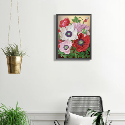 Poppy Flower - Special Shaped Drill Diamond Painting 30*40CM