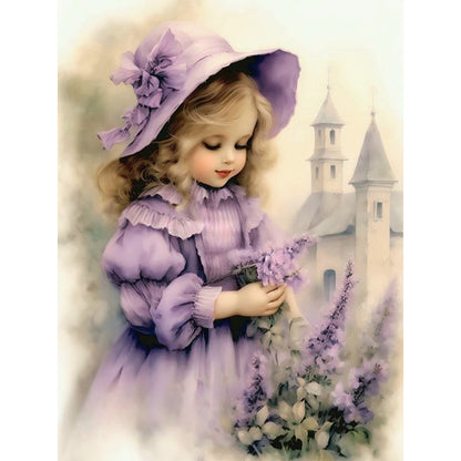 Lavender Girl - Full Round Drill Diamond Painting 30*40CM