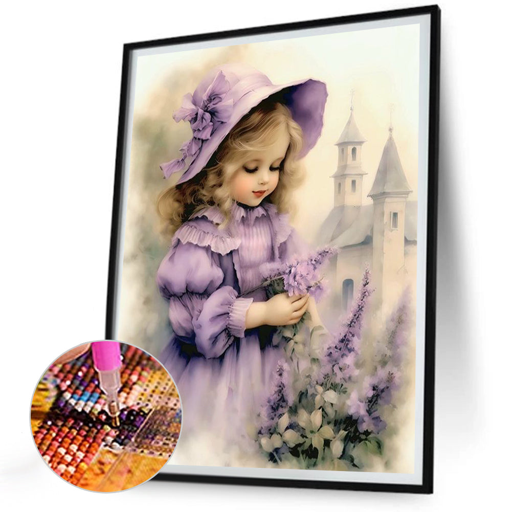 Lavender Girl - Full Round Drill Diamond Painting 30*40CM