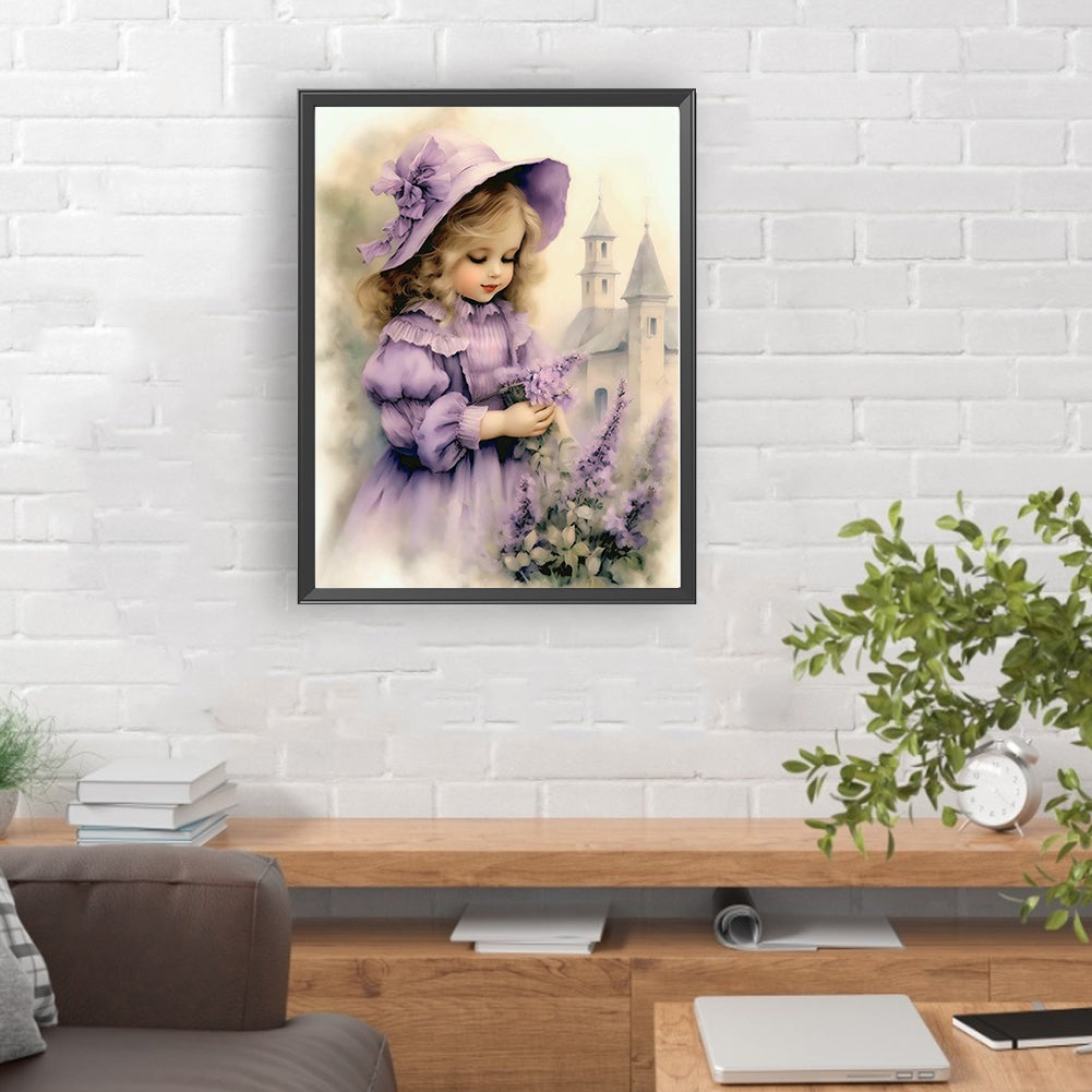 Lavender Girl - Full Round Drill Diamond Painting 30*40CM