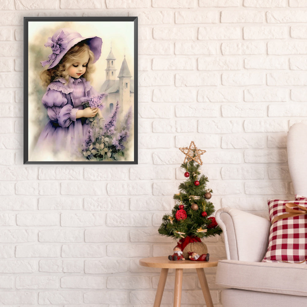 Lavender Girl - Full Round Drill Diamond Painting 30*40CM